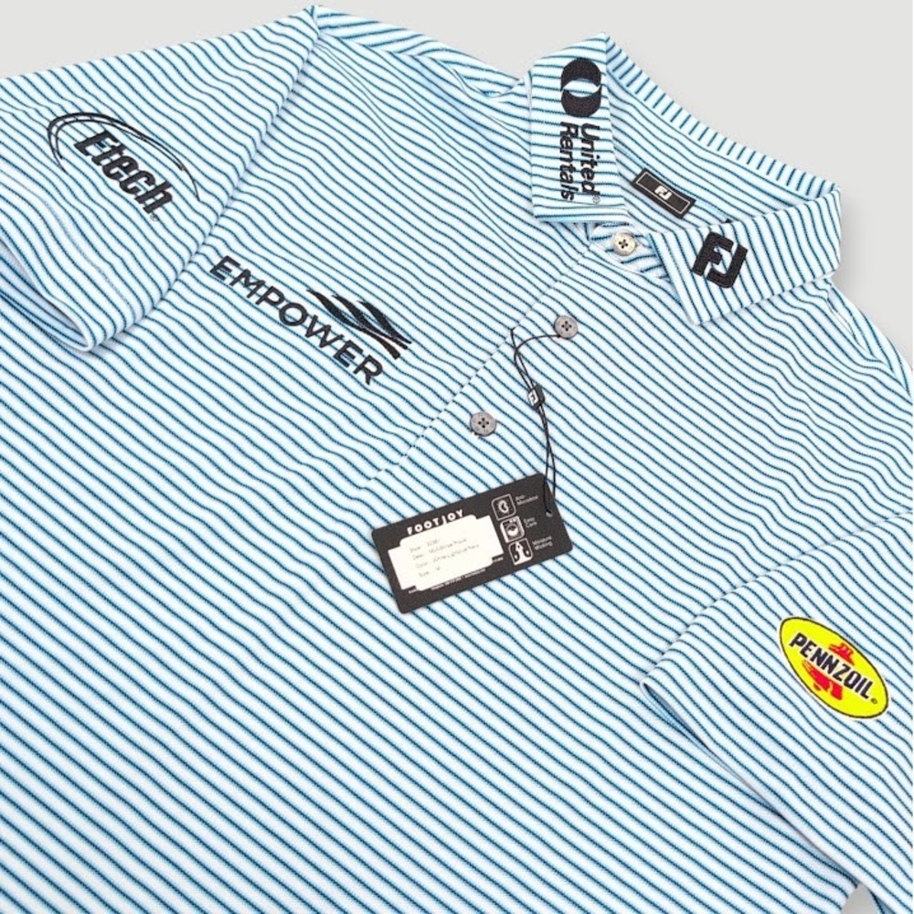FootJoy x Davis Riley Tour Issue Multi Stripe Pique Polo Mens Medium Performance